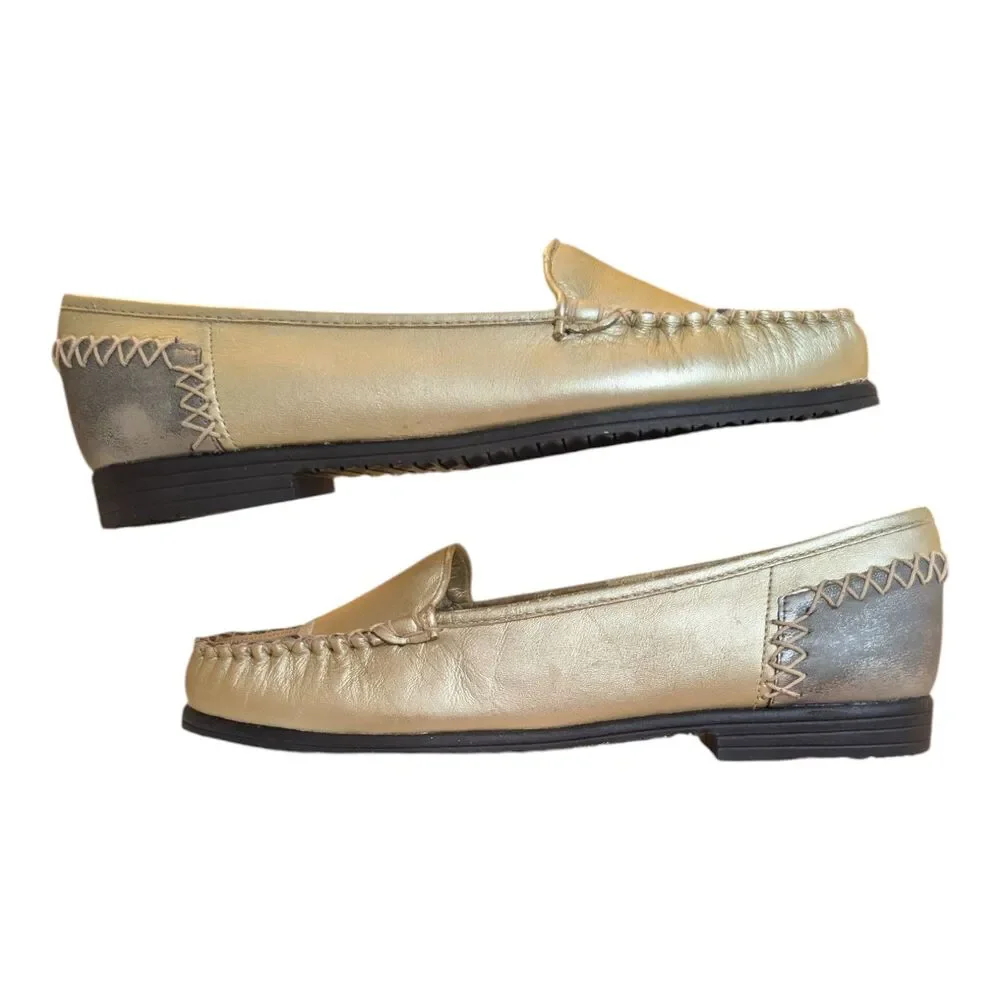 Mootsies Tootsies Metallic Patchwork Leather Loafers Womens 6M Distressed Casual